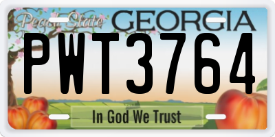 GA license plate PWT3764
