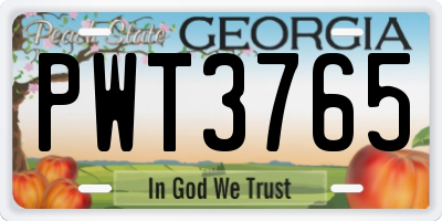 GA license plate PWT3765