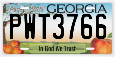 GA license plate PWT3766