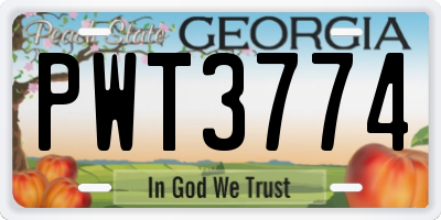 GA license plate PWT3774