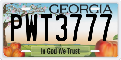 GA license plate PWT3777