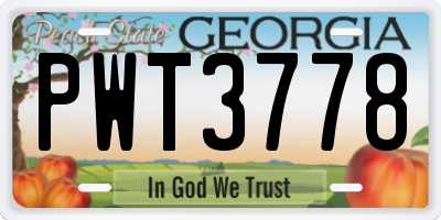 GA license plate PWT3778