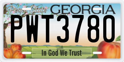 GA license plate PWT3780