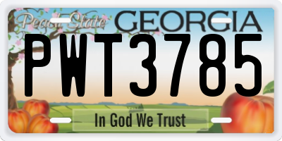 GA license plate PWT3785