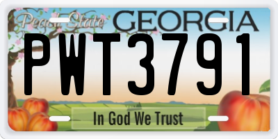 GA license plate PWT3791
