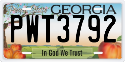 GA license plate PWT3792