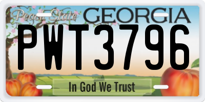 GA license plate PWT3796