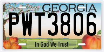 GA license plate PWT3806
