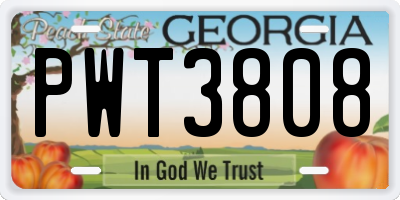 GA license plate PWT3808