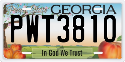 GA license plate PWT3810