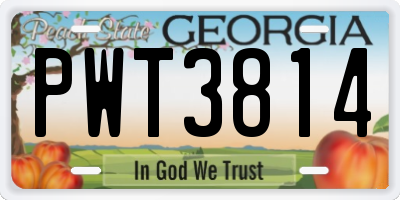 GA license plate PWT3814