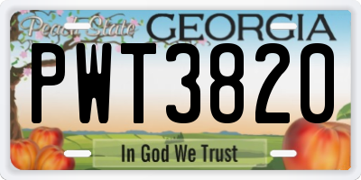 GA license plate PWT3820