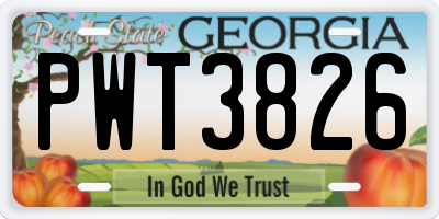 GA license plate PWT3826