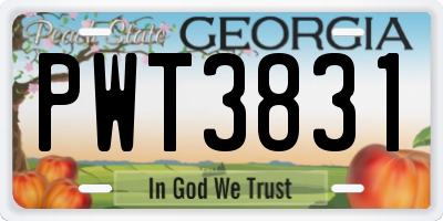 GA license plate PWT3831