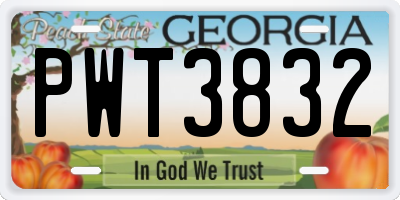 GA license plate PWT3832