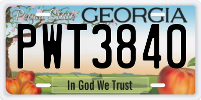 GA license plate PWT3840