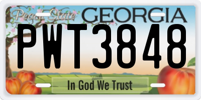GA license plate PWT3848