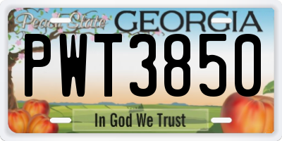 GA license plate PWT3850