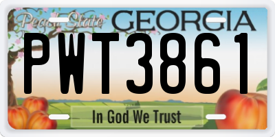GA license plate PWT3861