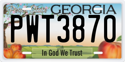 GA license plate PWT3870