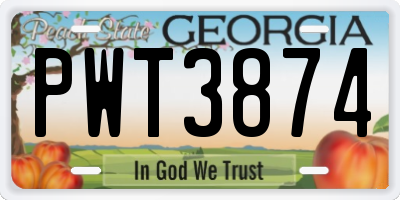 GA license plate PWT3874