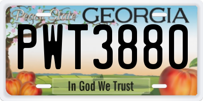 GA license plate PWT3880
