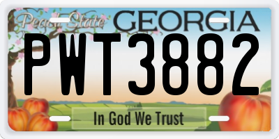 GA license plate PWT3882