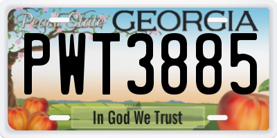 GA license plate PWT3885
