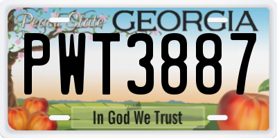 GA license plate PWT3887