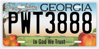 GA license plate PWT3888