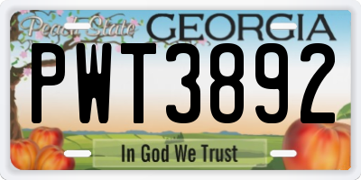 GA license plate PWT3892