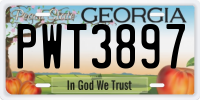GA license plate PWT3897