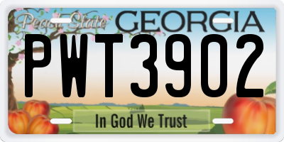 GA license plate PWT3902