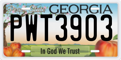 GA license plate PWT3903