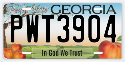 GA license plate PWT3904