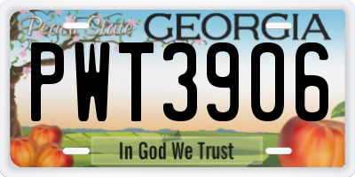 GA license plate PWT3906