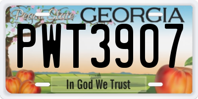 GA license plate PWT3907