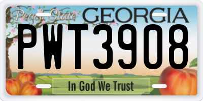 GA license plate PWT3908