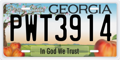 GA license plate PWT3914
