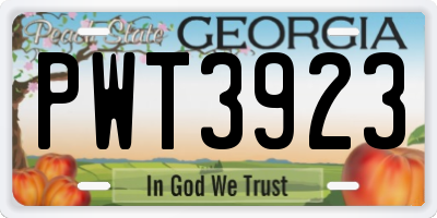 GA license plate PWT3923