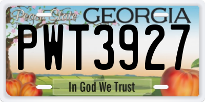 GA license plate PWT3927