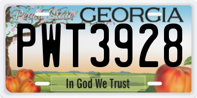 GA license plate PWT3928