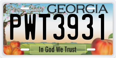 GA license plate PWT3931