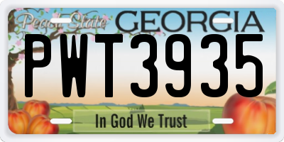 GA license plate PWT3935
