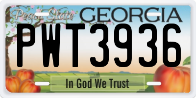 GA license plate PWT3936