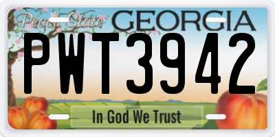 GA license plate PWT3942
