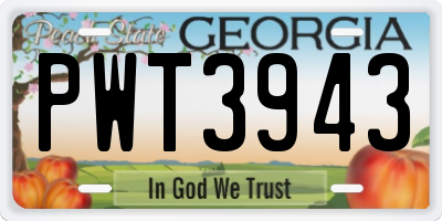 GA license plate PWT3943