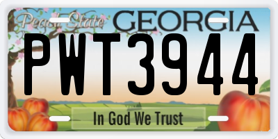 GA license plate PWT3944