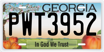 GA license plate PWT3952