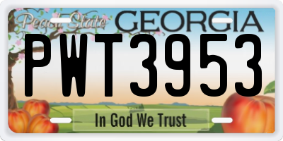 GA license plate PWT3953